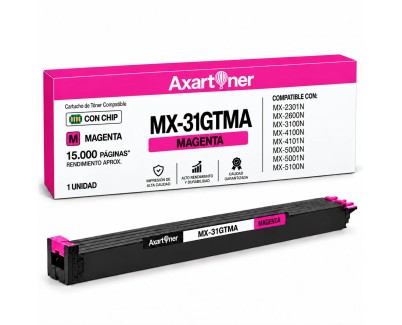 Compatible Sharp MX31 Magenta Cartucho de Toner MX-31GTMA para Sharp MX2301, MX2600, MX3100, MX4100, MX4101, MX5000, MX5001, MX5100