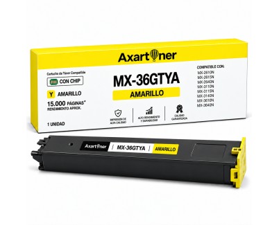 Compatible Sharp MX36 Amarillo Cartucho de Toner MX-36GTYA para Sharp MX2610, MX2640, MX3110N, MX3140N, MX3610