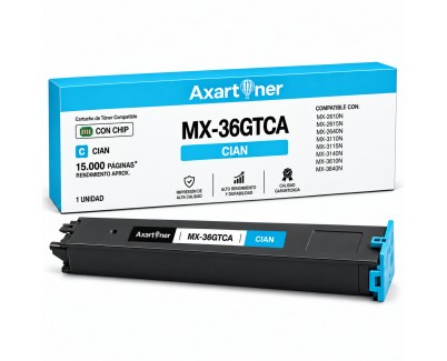 Compatible Sharp MX36 Cyan Cartucho de Toner MX-36GTCA para Sharp MX2610, MX2640, MX3110N, MX3140N, MX3610