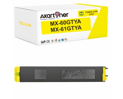 Compatible Sharp MX60 / MX61 Amarillo Cartucho de Toner MX-60GTYA / MX-61GTYA para Sharp MX3050, MX3070, MX5070, MX2651, MX3051, MX3061, MX3071, MX3551, MX3561, MX3571, MX4051, MX4061