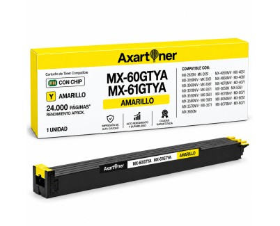 Compatible Sharp MX60 / MX61 Amarillo Cartucho de Toner MX-60GTYA / MX-61GTYA para Sharp MX3050, MX3070, MX5070, MX2651, MX3051, MX3061, MX3071, MX3551, MX3561, MX3571, MX4051, MX4061