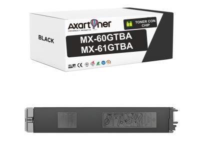 Compatible Sharp MX60 / MX61 Negro Cartucho de Toner MX-60GTBA / MX-61GTBA para Sharp MX3050, MX3070, MX5070, MX2651, MX3051, MX3061, MX3071, MX3551, MX3561, MX3571, MX4051, MX4061