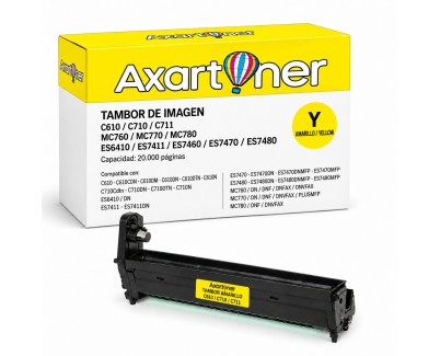Compatible Tambor OKI C610 / C710 / C711 / MC760 / MC770 / MC780 / ES6410 / ES7411 / ES7460 / ES7470 / ES7480 Amarillo