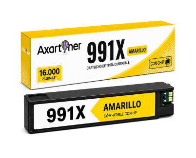 Compatible Tinta HP 991X / 991A Amarillo Pigmentada M0J98AE / M0J82AE para PageWide Color 755dn 774dn 779dn / PageWide Managed P77740z P77750z / PageWide Pro 750dw MFP 772dn MFP 772hn MFP 774dn MFP 777z MFP 777zs MFP 779dn