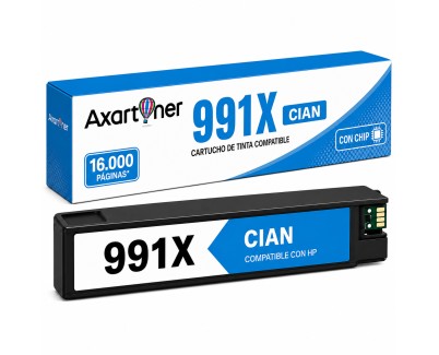 Compatible Tinta HP 991X / 991A Cyan Pigmentada M0J90AE / M0J74AE para PageWide Color 755dn 774dn 779dn / PageWide Managed P77740z P77750z / PageWide Pro 750dw MFP 772dn MFP 772hn MFP 774dn MFP 777z MFP 777zs MFP 779dn