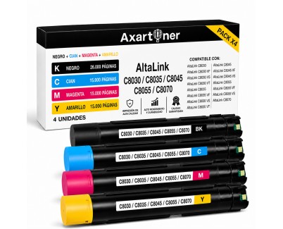 Compatible Pack x4 Xerox AltaLink C8030 / C8035 / C8045 / C8055 / C8070 Cartuchos de Toner
