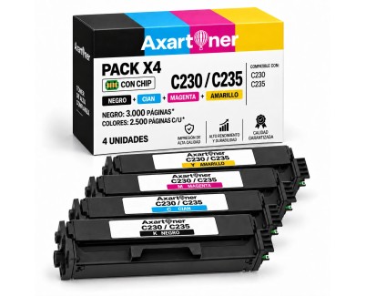 Compatible Xerox C230 / C235 - con chip - Pack x4 Cartuchos de Toner