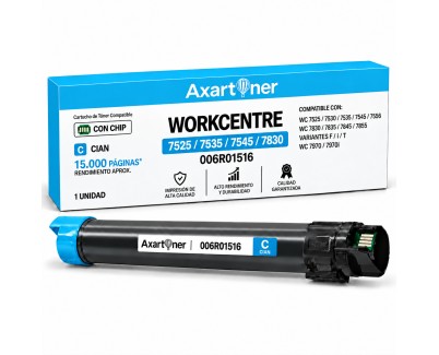 Compatible Xerox WorkCentre 7525 / 7535 / 7545 / 7830 / 7835 / 7845 / 7855 / 7970 Cyan Cartucho de Toner 006R01516