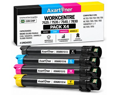 Compatible Pack x4 Xerox WorkCentre 7525 / 7535 / 7545 / 7830 / 7835 / 7845 / 7855 / 7970 Cartuchos de Toner