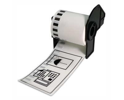 Compatibles Brother DK22113 - Etiquetas de Tama&ntilde;o personalizado - Ancho 62mm x 15,24 metros - Texto negro sobre fondo transparente