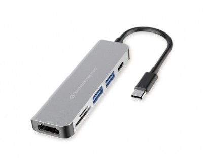 Conceptronic 6 en 1 Hub USB-C con 1x HDMI, 1x USB-C PD, 2x USB 3.0, Lector SD, Lector MicroSD/TF - Soporta Resolucion HDMI hasta 4K*2K 30Hz