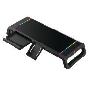 Conceptronic Soporte Elevador Gaming para Monitor - 4 Puertos USB-A 2.0 - Iluminacion RGB Ajustable - Cajon y Soporte para Smartphone - Peso Max 10kg