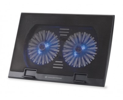 Conceptronic Thana 02 Base de Refrigeracion para Portatiles hasta 17\" - 2 Ventiladores - Leds Azules - Color Negro