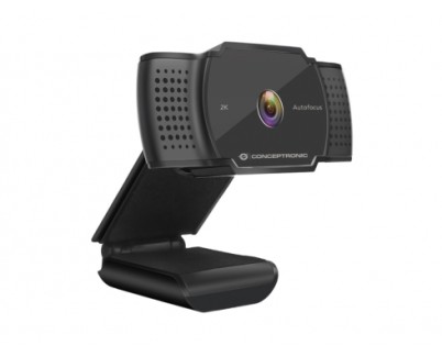 Conceptronic Webcam 2K Super HD USB 2.0 - Microfono Integrado - Enfoque Automatico - Cubierta de Privacidad - Cable de 1.50m - Color Negro