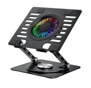 CoolBoox CoolAir RGB Soporte Elevador para Portatil de hasta 17\" - Ajustable en Altura - Rotacion de Base 360 - Ventilador RGB - Color Negro