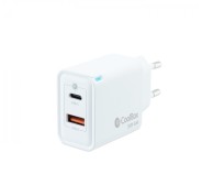 Coolbox Cargador de Pared 30W QC3.0 + PD - USB-A + USB-C - Carga Rapida - Tecnología GaN - Color Blanco