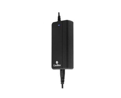 CoolBox Cargador de Portatil Automatico Universal 90W - Puerto USB 2.1A para Smartphones y Tablets - 14 Conectores Diferentes - Cable 1,50m Alimentación / 1m Cargador