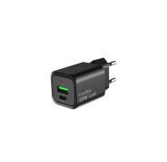 CoolBox Cargador GAN 25W - 1xUSB-C - 1xUSB-A - Carga Rapida 3.0 - Power Delivery - Color Negro