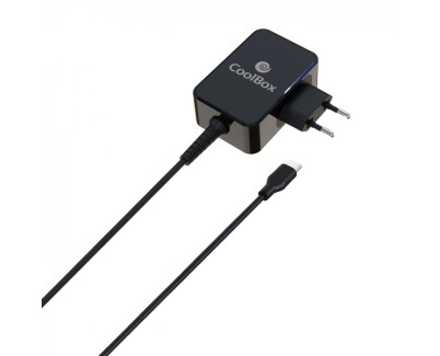 Coolbox Cargador Universal para Portatil 65W USB-C - 14 Adaptadores - Compatible con QC3.0 - Tecnología GaN - Cable de 1.80m