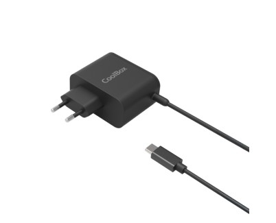 Coolbox Cargador Universal para Portatil 65W USB-C - Compatible con QC3.0 - Tecnología GaN - Cable de 1.20m