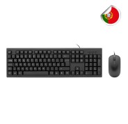 Coolbox COO-KTR-02UPT Pack USB Teclado 105 Teclas - QWERTY Portugues + Raton 3 Botones - Uso Ambidiestro - Color Negro