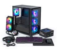 Coolbox COO-PACK-GMNG Pack Gaming Caja GE2000 + Refrigeración Liquida Infinite Liquid240 ARGB + Fuente CoolPower 750W + Kit Gaming XWing-2ares Jack 3.5mm + Alfombrilla - Iluminacion LED en 3 colores - Color Negro