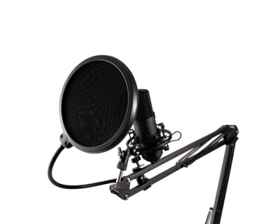 Coolbox Coolcaster Microfono USB Cardioide de Brazo Extensible para Streaming - Parabrisas y Filtro POP - Tripode - Color Negro