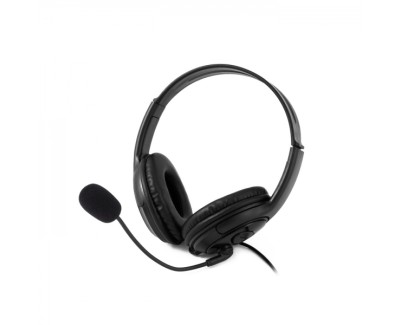 Coolbox CoolChat U1 Auriculares con Microfono - Diadema Ajustable - Almohadillas Acolchadas - Control de Volumen - Cable de 2m - Color Negro