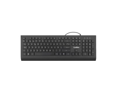 Coolbox FlatPro Teclado USB con 105 Teclas - Teclas planas - QWERTY Espa&ntilde;ol - Color Negro