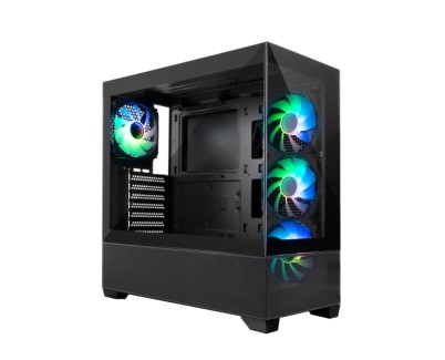 Coolbox GA250 Vision Caja Torre ATX, Micro ATX, Mini-ITX - Frontal y Lateral Cristal Templado - Tama&ntilde;o HDD 2.5\", 3.5\" - USB-A 3.0, USB-C y Audio - 4 Ventiladores ARGB 120mm - Soporta Refrigeracion Liquida