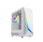 Coolbox GA450 StarLight Caja Torre ATX, Micro ATX, Mini-ITX - Lateral Cristal Templado - Tamaño HDD 2.5\", 3.5\" - USB-A 3.0, USB-C y Audio - Ventilador Trasero ARGB 120mm - Soporta Refrigeracion Liquida - Color Blanco