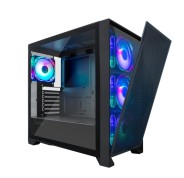 Coolbox GE2000 DualView Caja Torre ATX, Micro ATX, Mini-ITX - Frontal Doble Intercambiable - Lateral Cristal Templado - Tamaño HDD 2.5\", 3.5\" - USB-A 3.0, USB-C y Audio - 4 Ventiladores ARGB 120mm - Soporta Refrigeracion Liquida - Color Negro