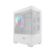 Coolbox GM200 Vision Lite Caja Mini Torre Micro ATX, Mini-ITX - Frontal y Lateral Cristal Templado - Tamaño HDD 3.5\" y 2.5\" - USB-A 3.2, USB-C 3.2, USB-A 2.0 y Audio - Ventilador Trasero ARGB - Soporta Refrigeracion Liquida - Color Blanco