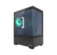 Coolbox GM200 Vision Lite Caja Mini Torre Micro ATX, Mini-ITX - Frontal y Lateral Cristal Templado - Tamaño HDD 3.5\" y 2.5\" - USB-A 3.2, USB-C 3.2, USB-A 2.0 y Audio - Ventilador Trasero ARGB - Soporta Refrigeracion Liquida - Color Negro