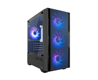 Coolbox GM220 MPFusion Caja Torre Micro ATX - Lateral Cristal Templado - Tama&ntilde;o HDD 2.5\", 3.5\" - USB-A 3.2, USB-C y Audio - 4 Ventiladores ARGB 120mm - Soporta Refrigeracion Liquida