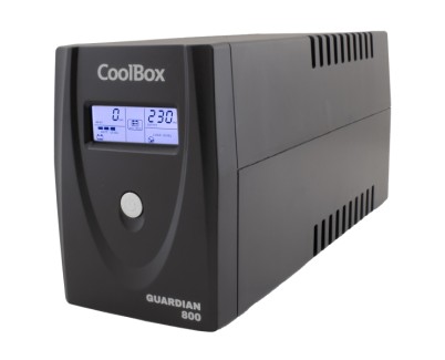 Coolbox Guardian3 SAI 800VA UPS 480W - 2x Schukos - USB - RJ45 - Proteccion Completa Frente a Picos de Tension y Cortes de Suministro - Pantalla LCD