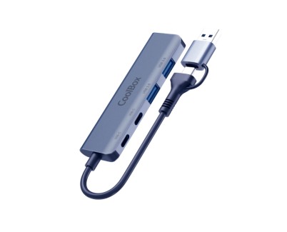 CoolBox HUB4 Lite USB-C/A - 2x USB-C, 2x USB-A 3.2 Gen1 - Aluminio - Color Gris