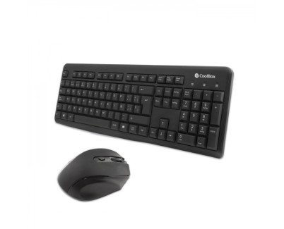 Coolbox KTR-02W Pack Inalambrico USB Teclado Teclas + Raton 1600dpi Ergonómico - Teclas silencionas - Color Negro