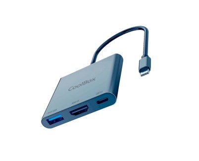 CoolBox MiniDock C31 USB-C - 1x HDMI 4K, 1x USB 3.2 Gen1, 1x USB-C PD - Compatible con PC, MAC y Consolas - Aluminio - Color Gris