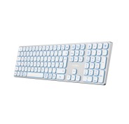 Coolbox Moonlight B431 Teclado Inalambrico - RF 2.4G y Bluetooth 5.1 - Teclas ABS Redondeadas Silencioso - Retroiluminado con 7 Colores - Bateria Recargable - Color Blanco