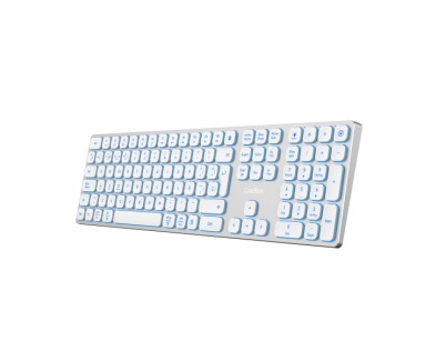 Coolbox Moonlight B431 Teclado Inalambrico - RF 2.4G y Bluetooth 5.1 - Teclas ABS Redondeadas Silencioso - Retroiluminado con 7 Colores - Bateria Recargable - Color Blanco
