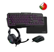 Coolbox Pack Gaming XWING 2 4 en 1 Portugues- Teclado RGB - Raton 7200 DPI - Auriculares RGB USB - Alfombrilla  Antideslizante - Color Negro