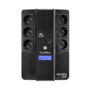 Coolbox Scudo3 SAI 800VA 480W - 6x Schukos - USB - 2x RJ45 - Proteccion Completa Frente a Picos de Tension y Cortes de Suministro - Pantalla LCD