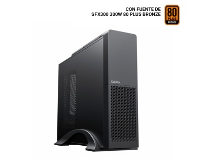 CoolBox T313-BZ Slim Caja Torre Micro ATX, Mini ITX - Tamaño HDD 2.5\", 3.5\" - USB 3.0, USB-C - Fuente de Alimentacion 300W - Color Negro