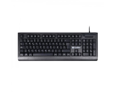 Coolbox TEC04DNI Teclado USB con Lector Inteligente de Tipo PC/SC 2.0 como DNIe o Tarjeta Sanitaria Española - Idioma Español - Color Negro