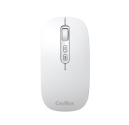 Coolbox W02 Raton Inalambrico - Bluetooth y RF 2.4GHz - Super Ligero - Boton Acceso Copilot - Recargable Por USB-C - DPI Ajustable - Sensor Optico - Color Blanco