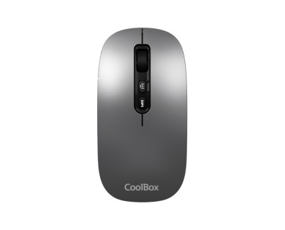 Coolbox W02 Raton Inalambrico - Bluetooth y RF 2.4GHz - Super Ligero - Boton Acceso Copilot - Recargable Por USB-C - DPI Ajustable - Sensor Optico - Color Gris