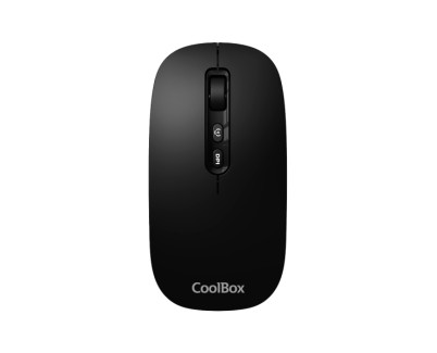 Coolbox W02 Raton Inalambrico - Bluetooth y RF 2.4GHz - Super Ligero - Boton Acceso Copilot - Recargable Por USB-C - DPI Ajustable - Sensor Optico - Color Negro