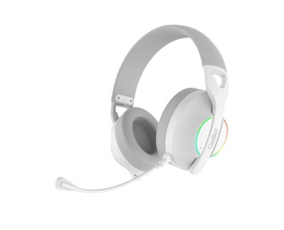 Coolbox WB01 Auriculares Gaming Inalambricos con Microfono - Conectividad Bluetooth 5.4, Inalmabrica 2.4Ghz o Jack - Iluminacion RGB - Autonomia hasta 20h - Cancelacion de Ruido - Color Blanco