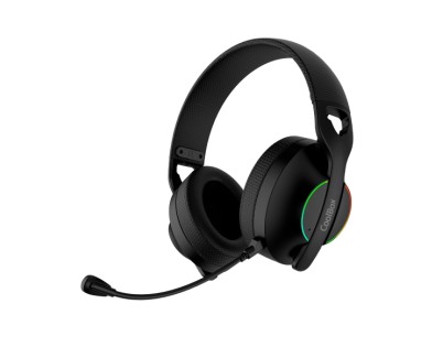 Coolbox WB01 Auriculares Gaming Inalambricos con Microfono - Conectividad Bluetooth 5.4, Inalmabrica 2.4Ghz o Jack - Iluminacion RGB - Autonomia hasta 20h - Cancelacion de Ruido - Color Negro